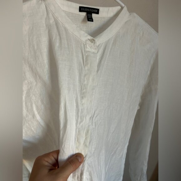 Eileen Fisher Casual White Linen Shirt - Picture 5 of 6
